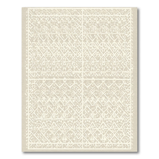 Cream Geometric Lattice Overlay Rug