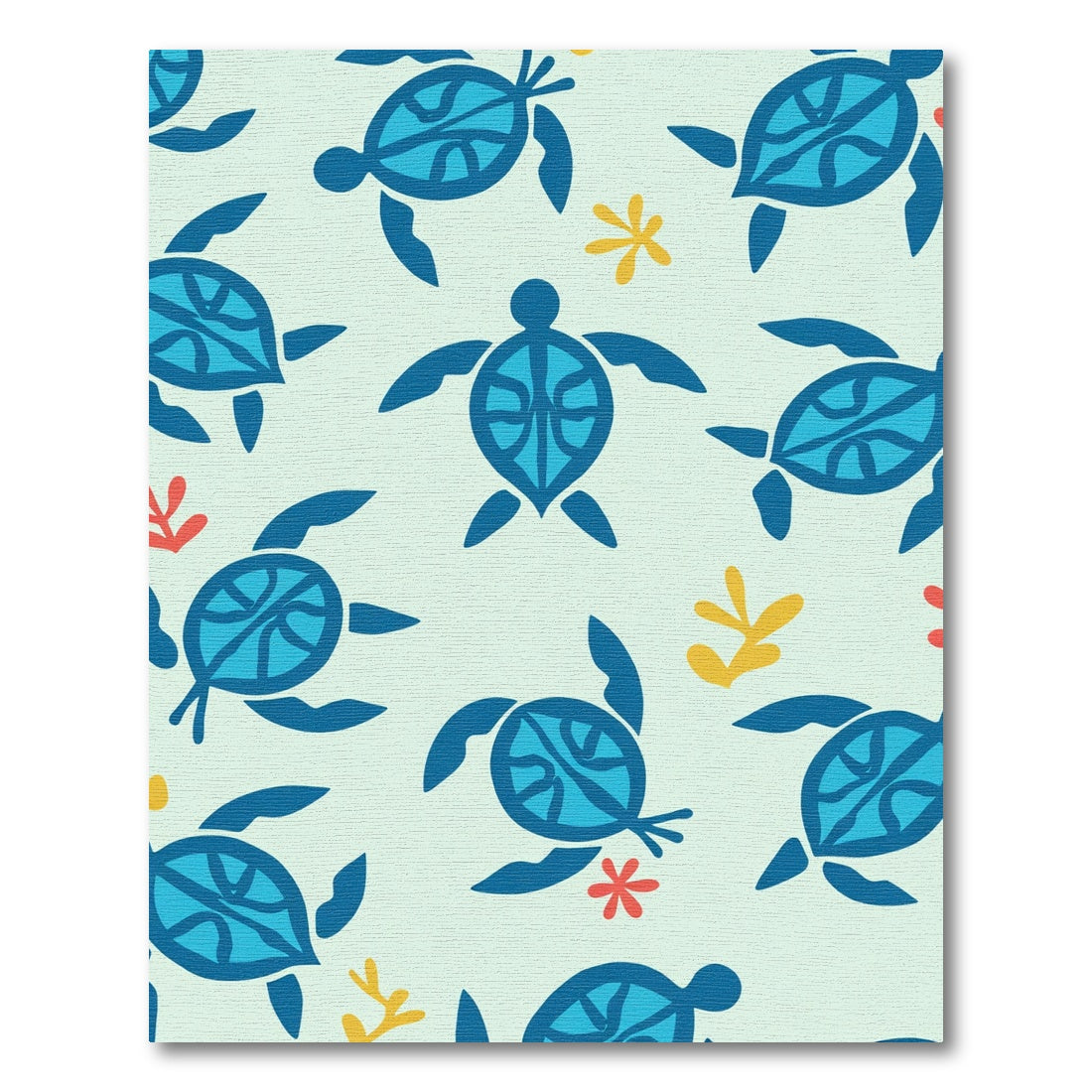 Blue Sea Turtle Coral Reef Rug