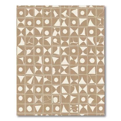 Tan Beige Abstract Geometric Squares Rug