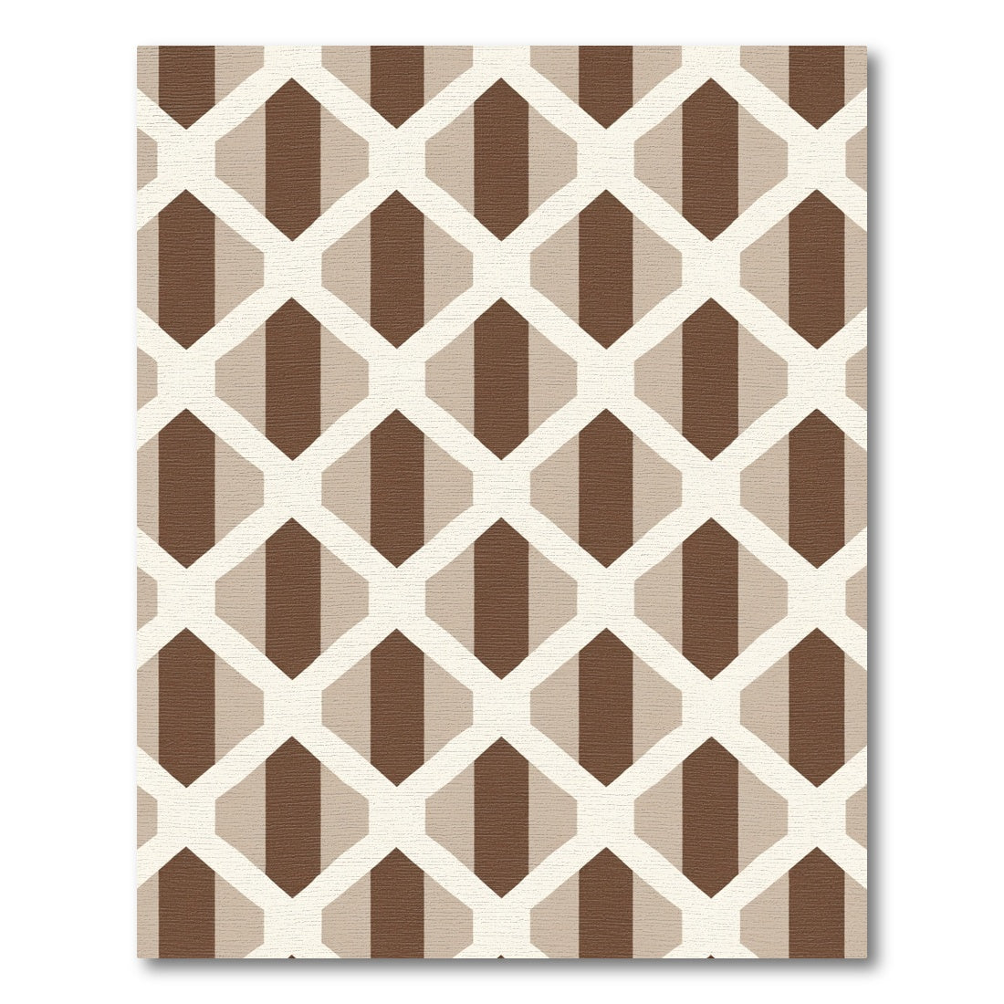 Brown Beige Geometric Honeycomb Rug