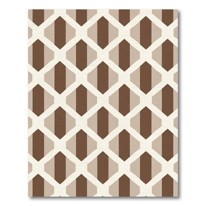Brown Beige Geometric Honeycomb Rug