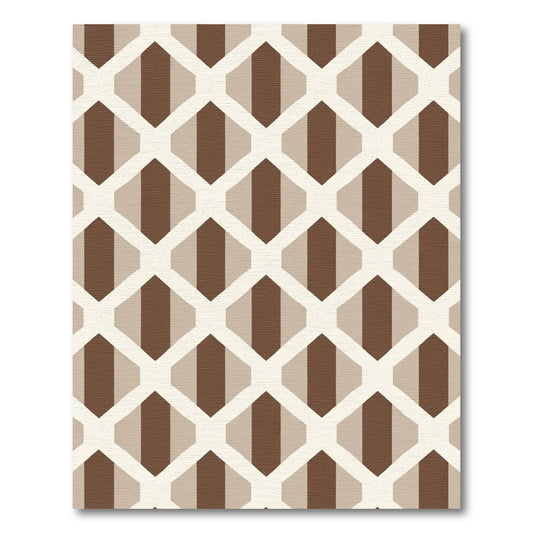 Brown Beige Geometric Honeycomb Rug
