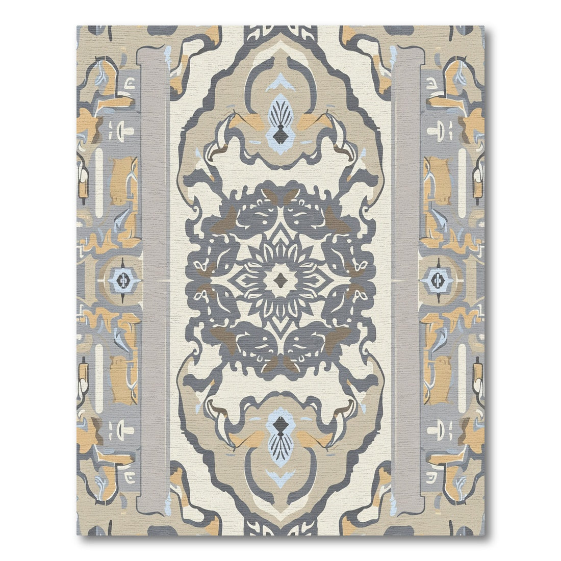 Neutral Earthy Tone Medallion Arch Rug