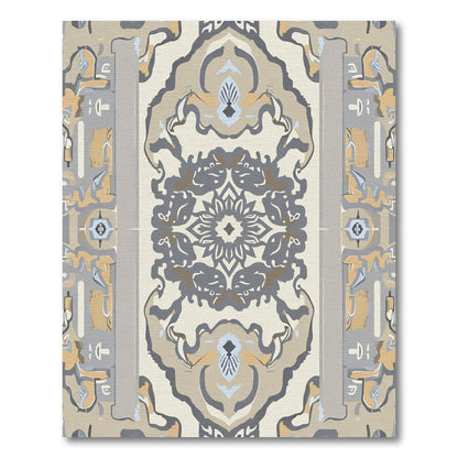 Neutral Earthy Tone Medallion Arch Rug