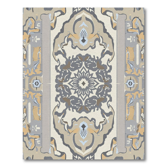 Neutral Earthy Tone Medallion Arch Rug