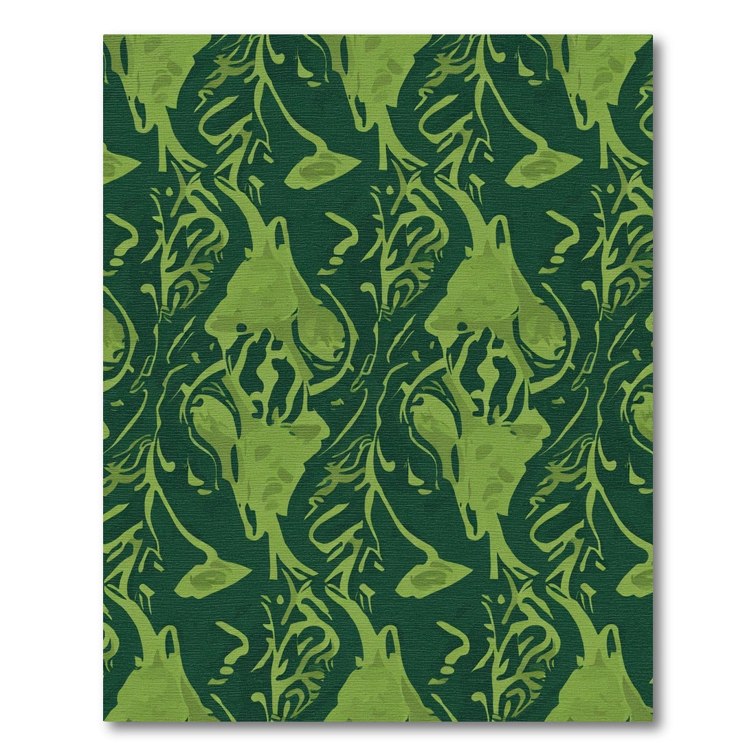 Deep Forest Green Abstract Floral Rug