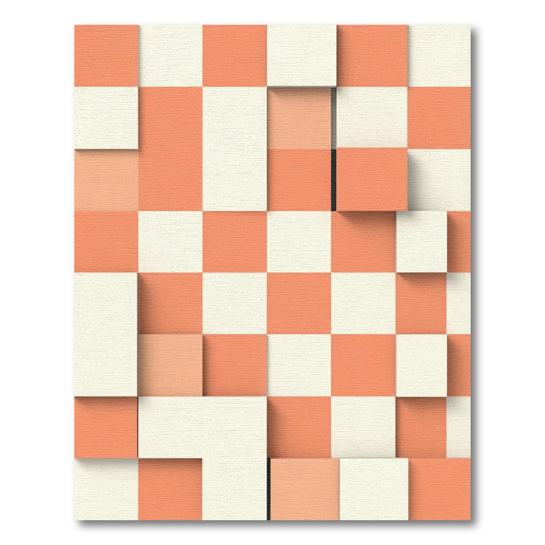 Coral Cream Checkerboard Cubes Rug