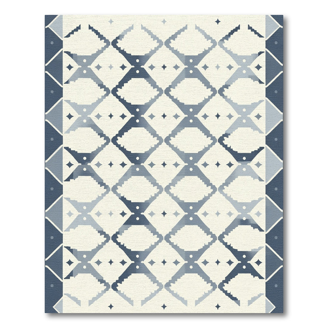 Blue Ivory Diamond Stairs Rug