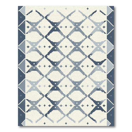 Blue Ivory Diamond Stairs Rug