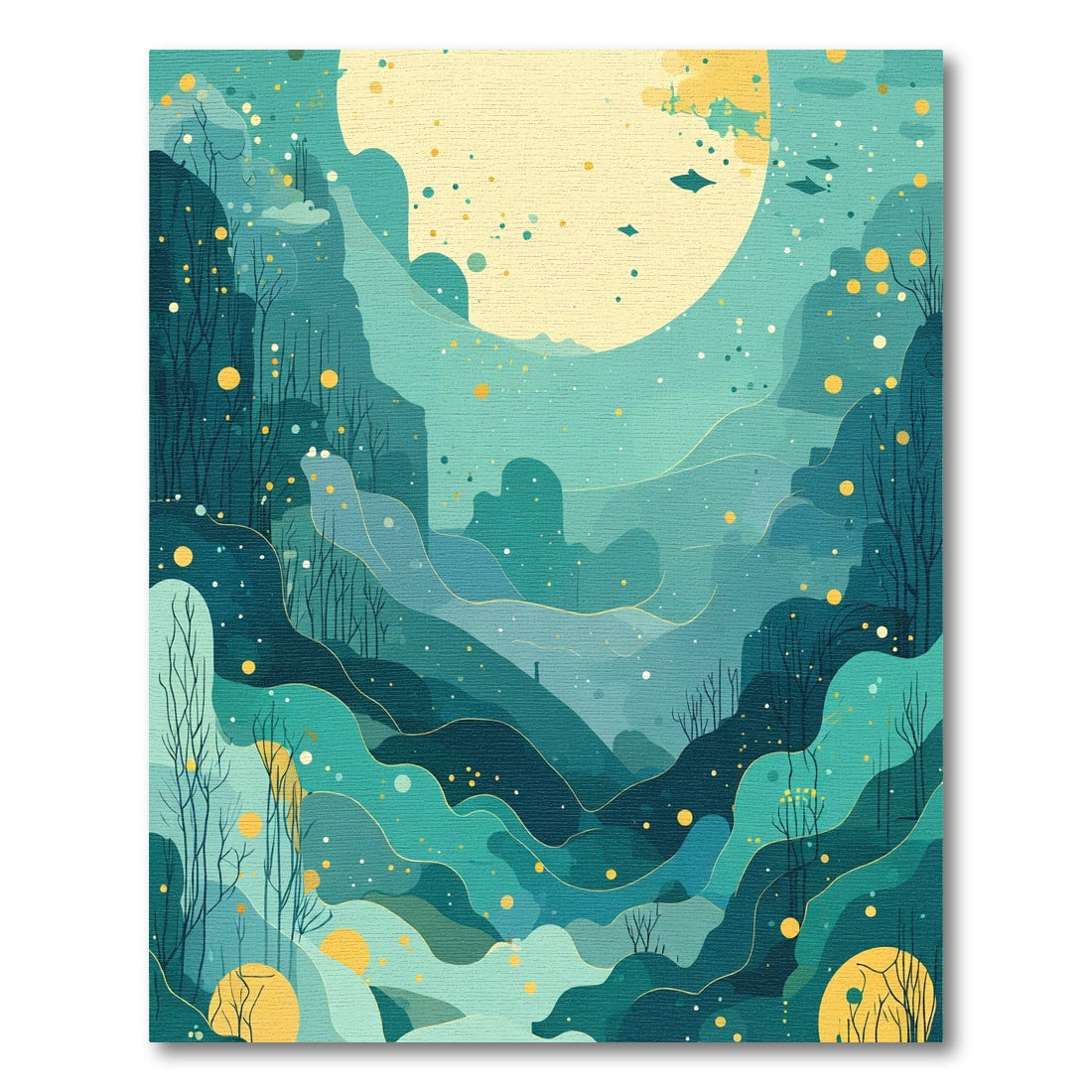 Dreamy teal and yellow abstract hills Rug