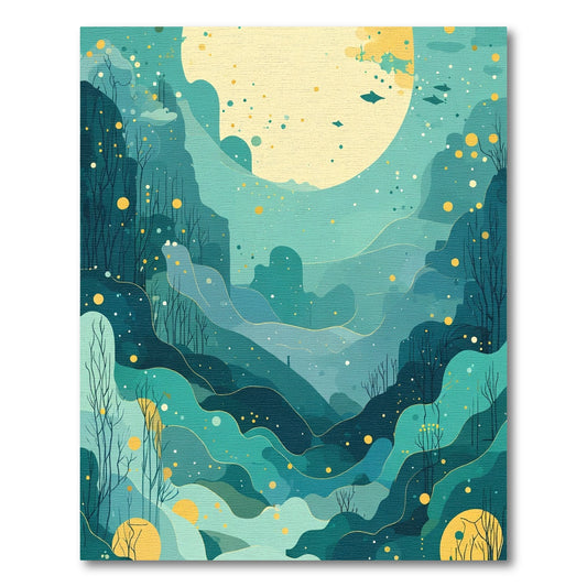 Dreamy teal and yellow abstract hills Rug