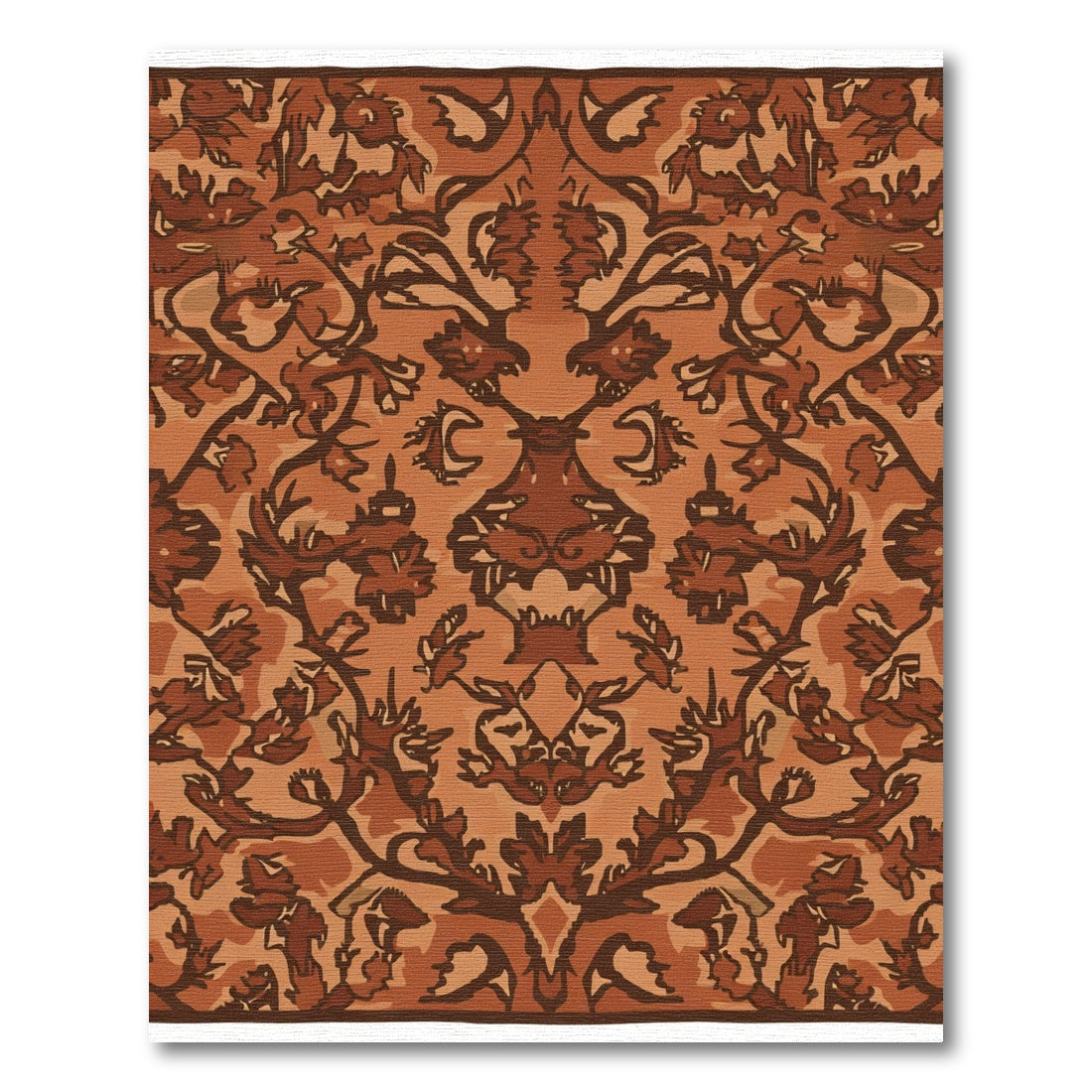 Earthy Tones Symmetrical Floral Vines Rug