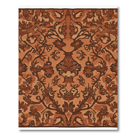 Earthy Tones Symmetrical Floral Vines Rug