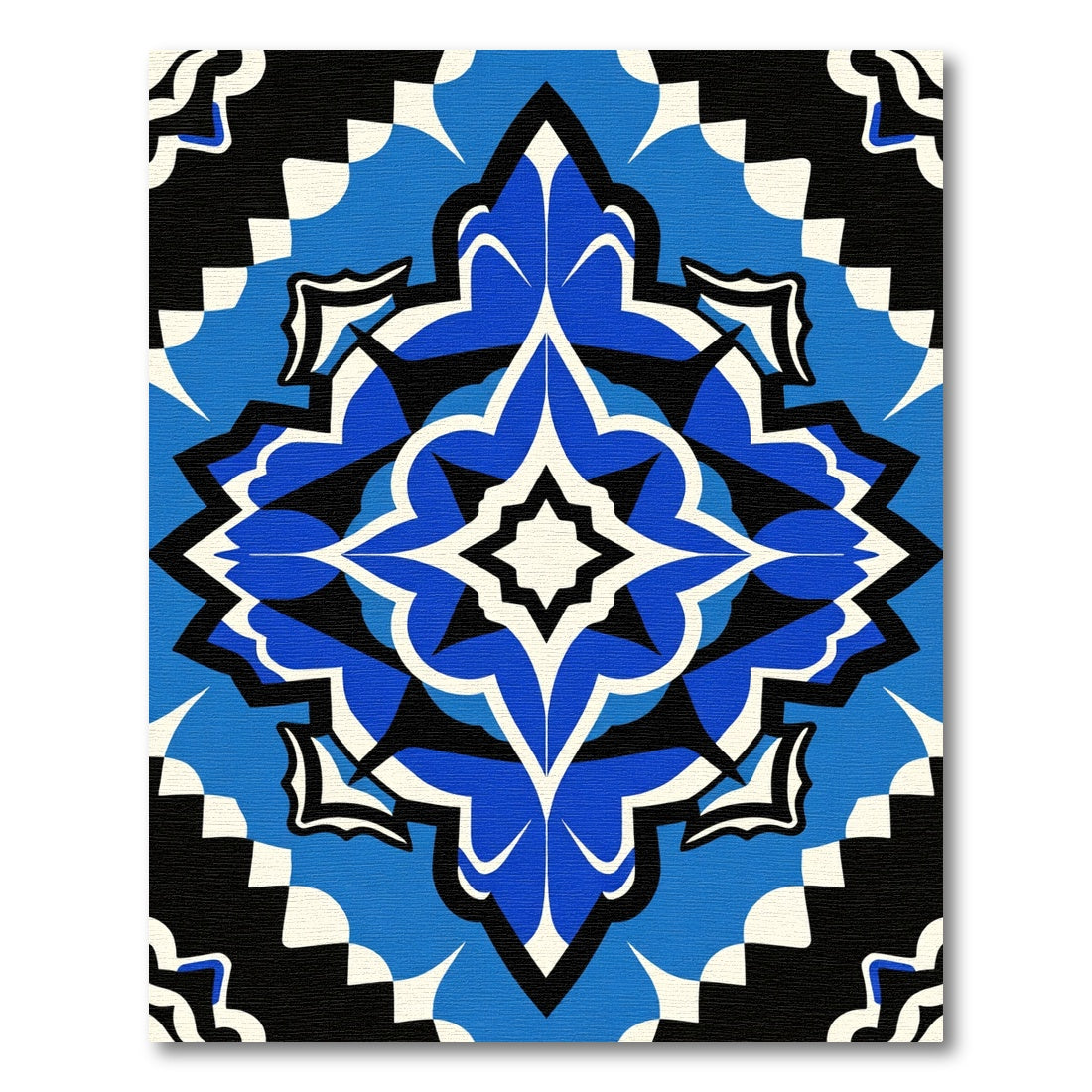 Bold Cobalt Blue Geometric Star Rug