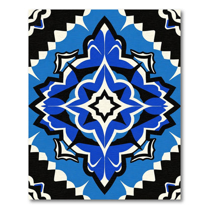 Bold Cobalt Blue Geometric Star Rug