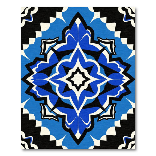 Bold Cobalt Blue Geometric Star Rug