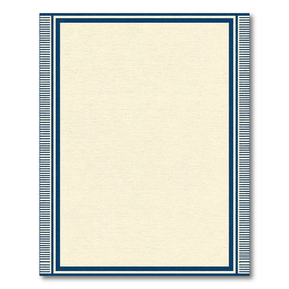 Creamy Ivory and Deep Blue Border Rug