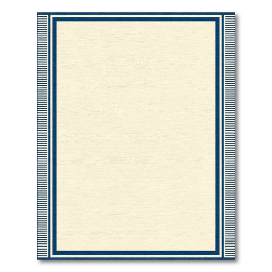 Creamy Ivory and Deep Blue Border Rug