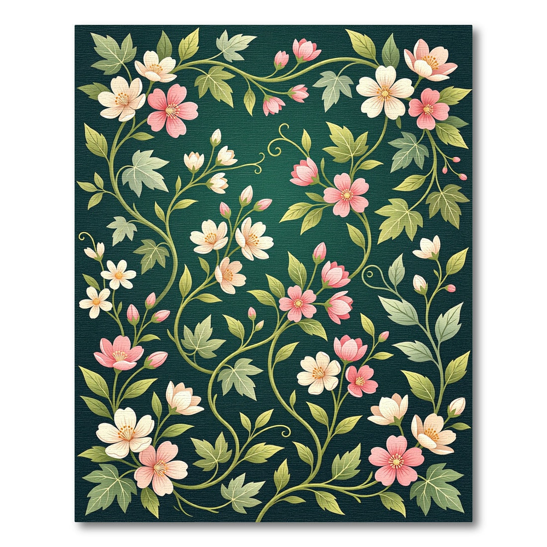Pink White Flowering Vine Garden Rug