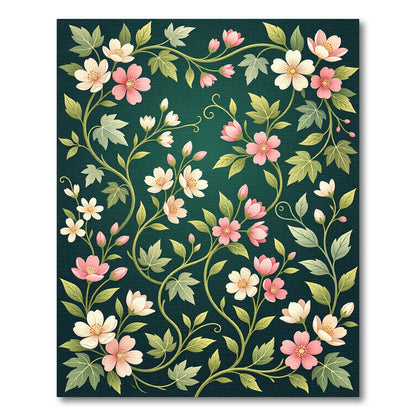 Pink White Flowering Vine Garden Rug