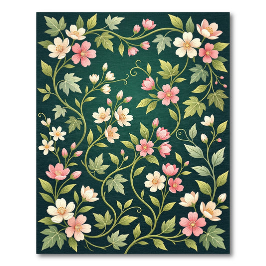 Pink White Flowering Vine Garden Rug
