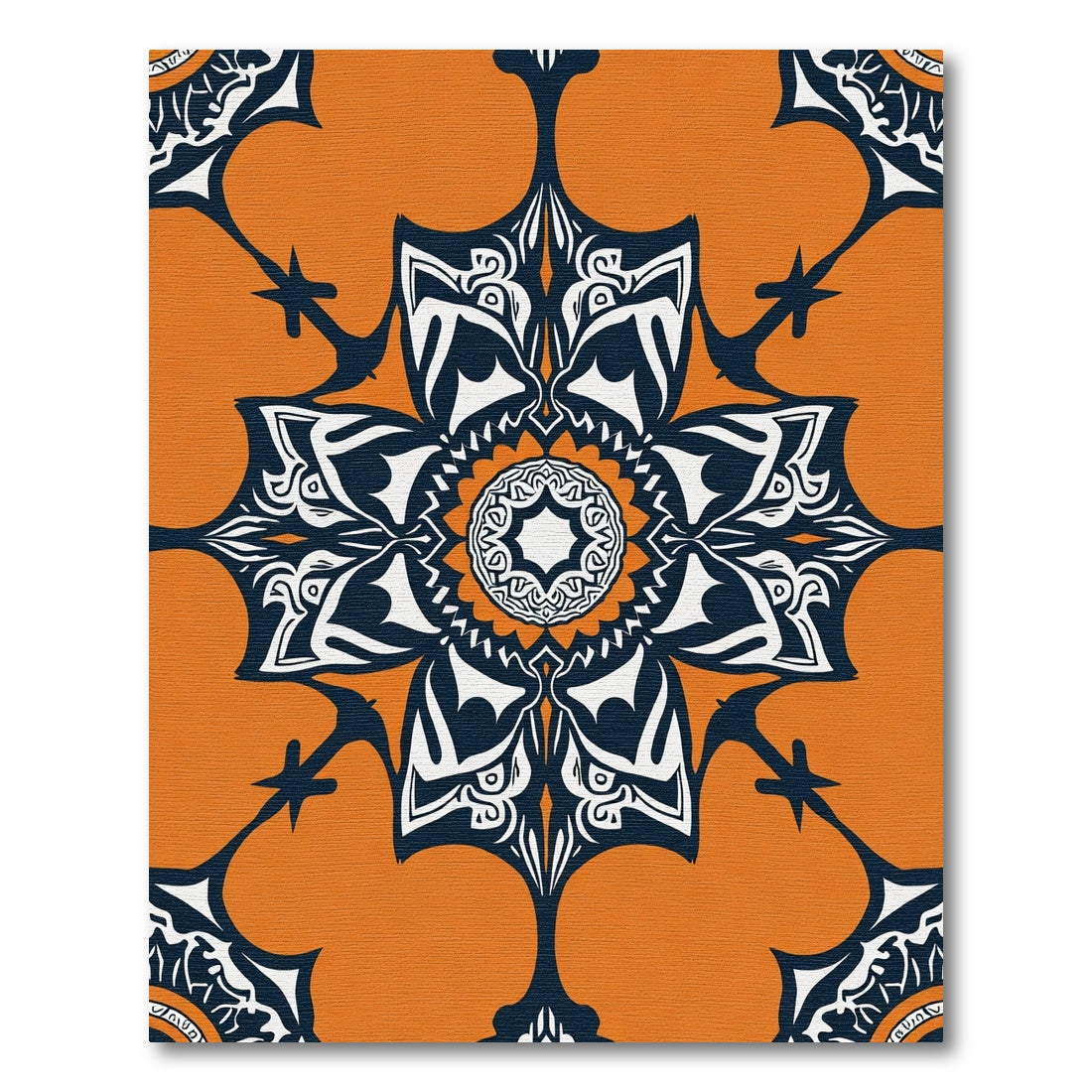 Bold Orange White Dark Medallion Rug