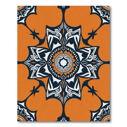 Bold Orange White Dark Medallion Rug