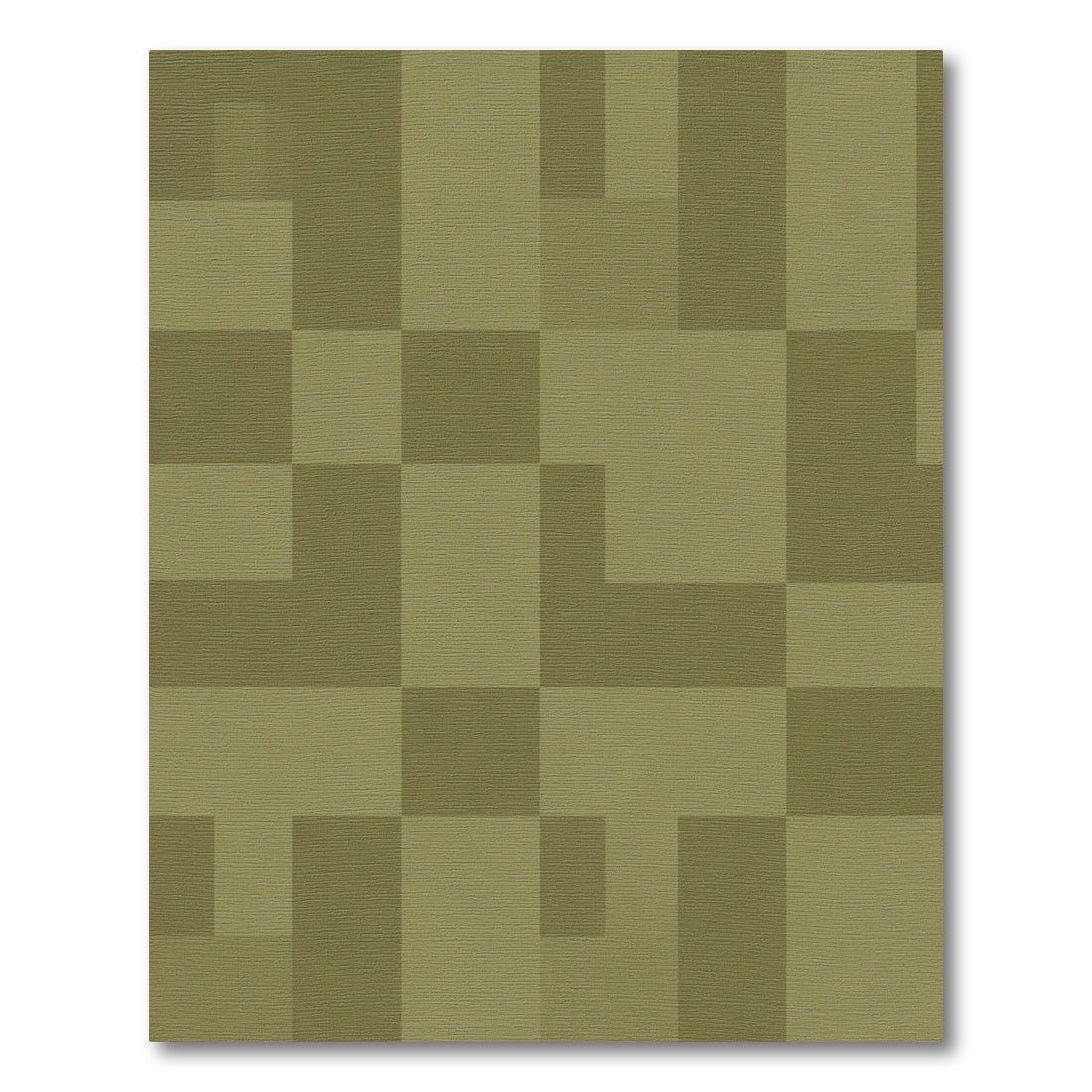 Olive Green Rectangular Block Rug