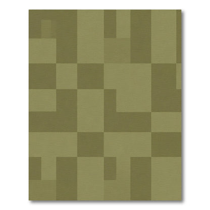 Olive Green Rectangular Block Rug