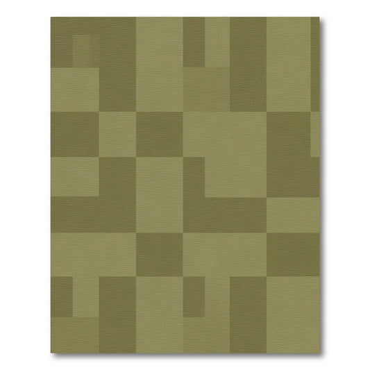 Olive Green Rectangular Block Rug