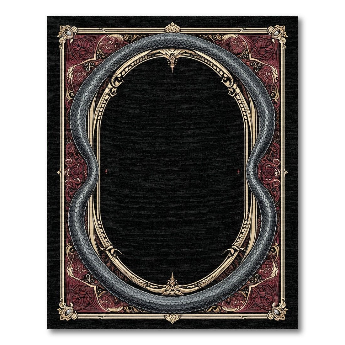 Grey Serpent Ornate Frame Area Rug