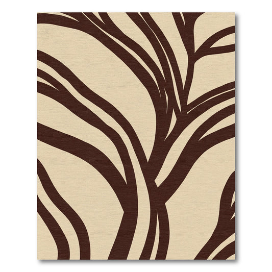 Dark Brown Abstract Organic Curves Rug