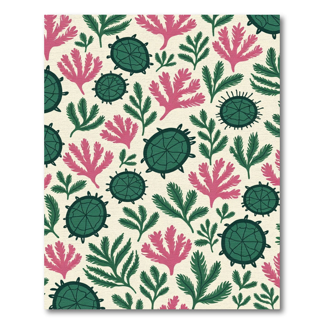 Whimsical Turtle Coral Garden Rug
