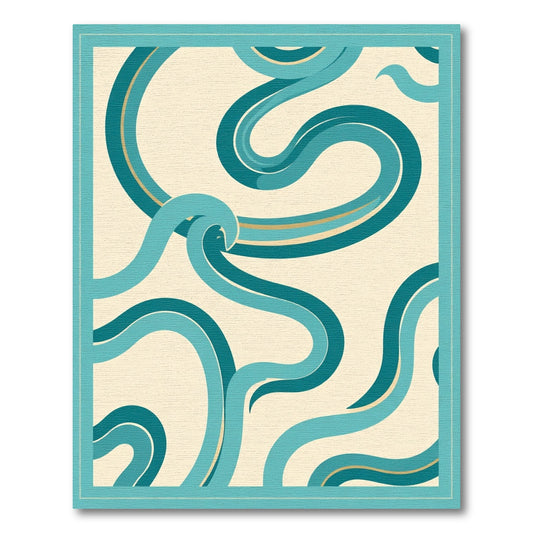 Turquoise Teal Flowing Ribbon Rug