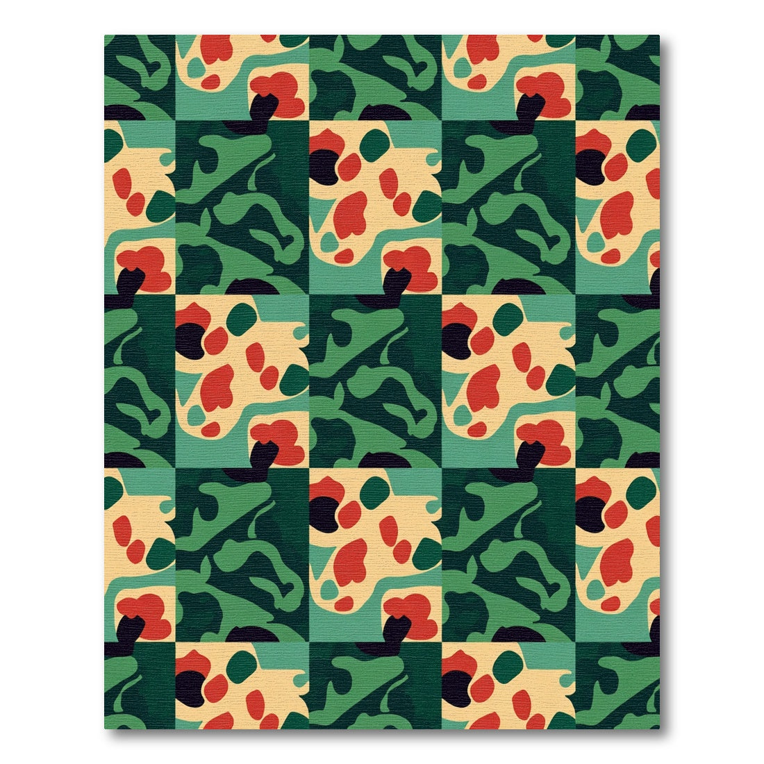 Abstract Color Block Camouflage Squares Rug