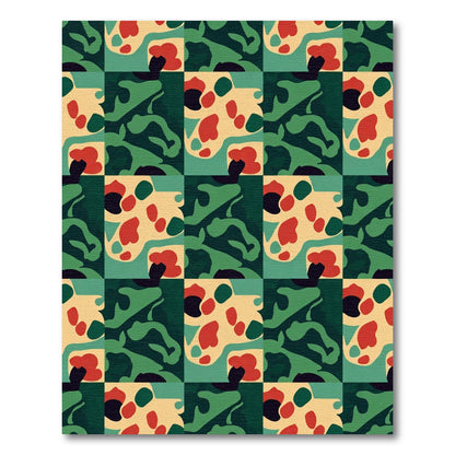Abstract Color Block Camouflage Squares Rug