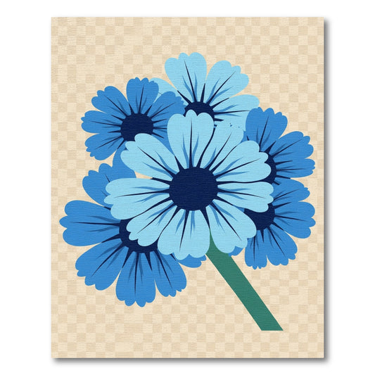 Vibrant Blue Daisy Cluster Garden Rug