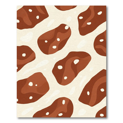 Brown and Cream Abstract Blob Rug
