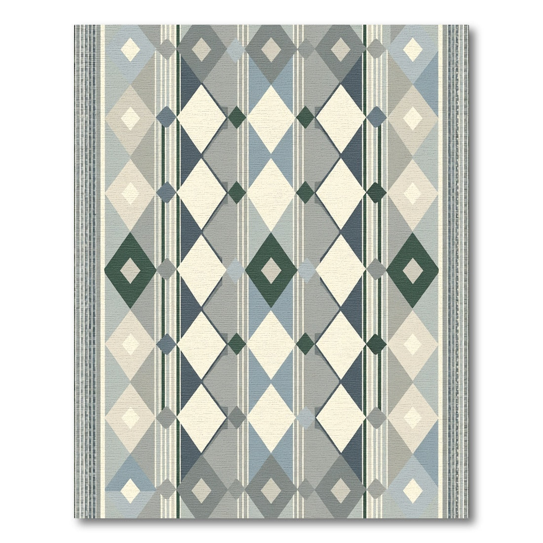 Gray Blue Diamond Plaid Accent Rug