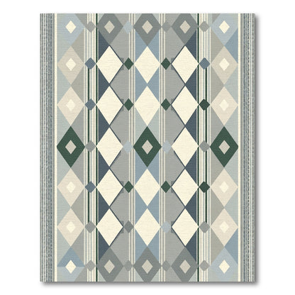 Gray Blue Diamond Plaid Accent Rug