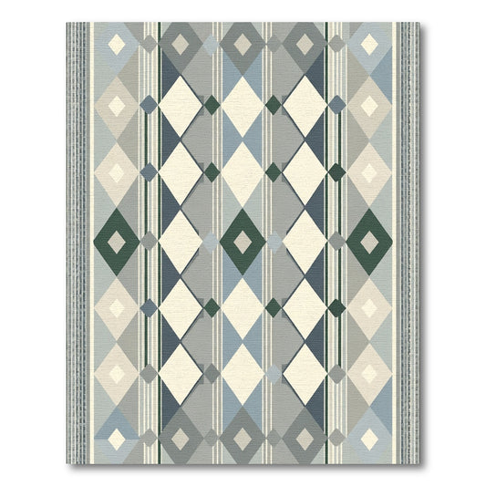 Gray Blue Diamond Plaid Accent Rug