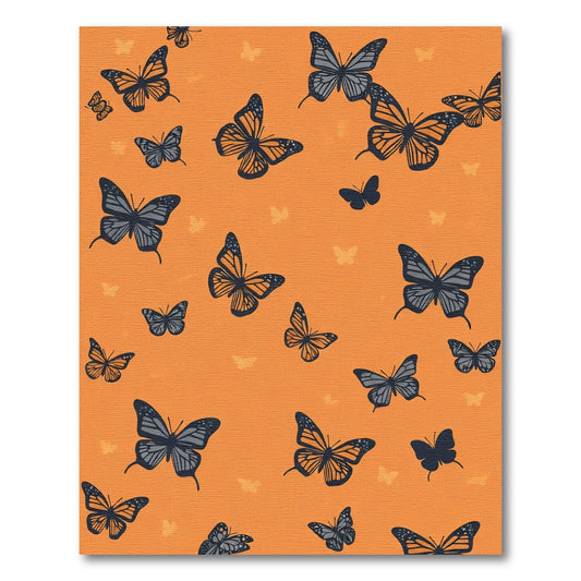 Orange Background Butterflies Rug