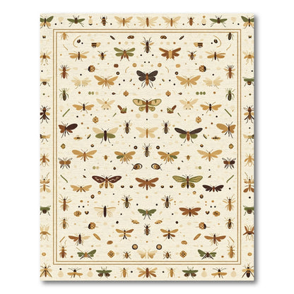 Earthy Insects Throughout Cream Field Rug