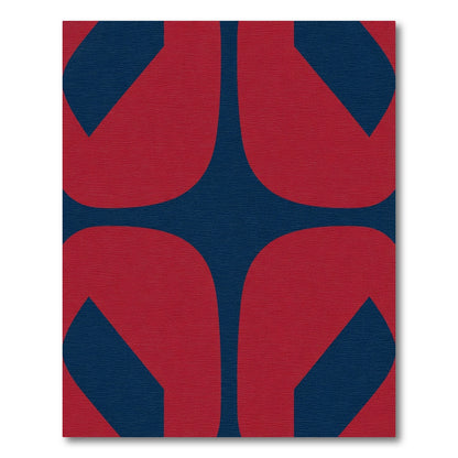 Bold Red Navy Abstract Shapes Rug