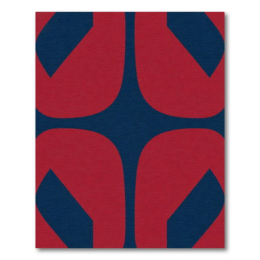 Bold Red Navy Abstract Shapes Rug
