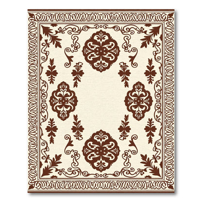 Brown Classic Floral Medallion Border Rug