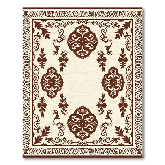 Brown Classic Floral Medallion Border Rug