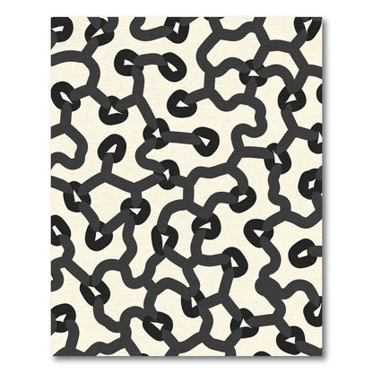 Dark Gray Abstract Chain Link Rug