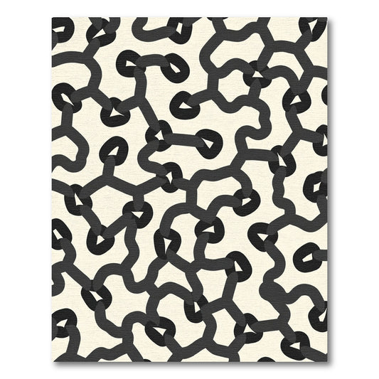 Dark Gray Abstract Chain Link Rug