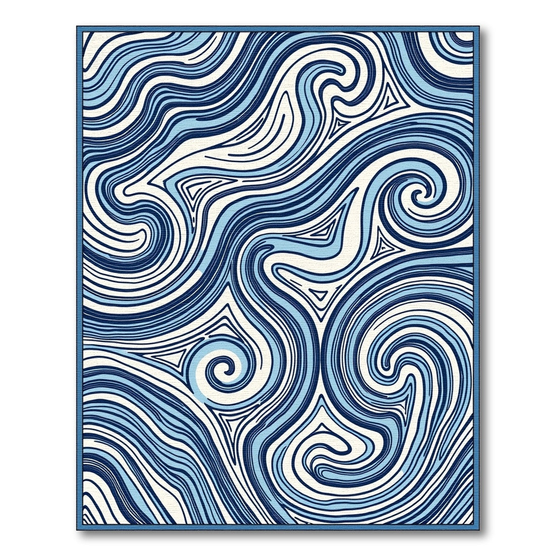 Abstract Navy Swirl Waves Rug